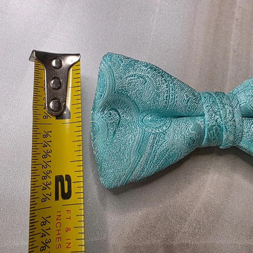 Mens‎ Aqua Blue Paisley Bow Tie Adjustable Pre-Tied Formal Wedding Turquoise D1